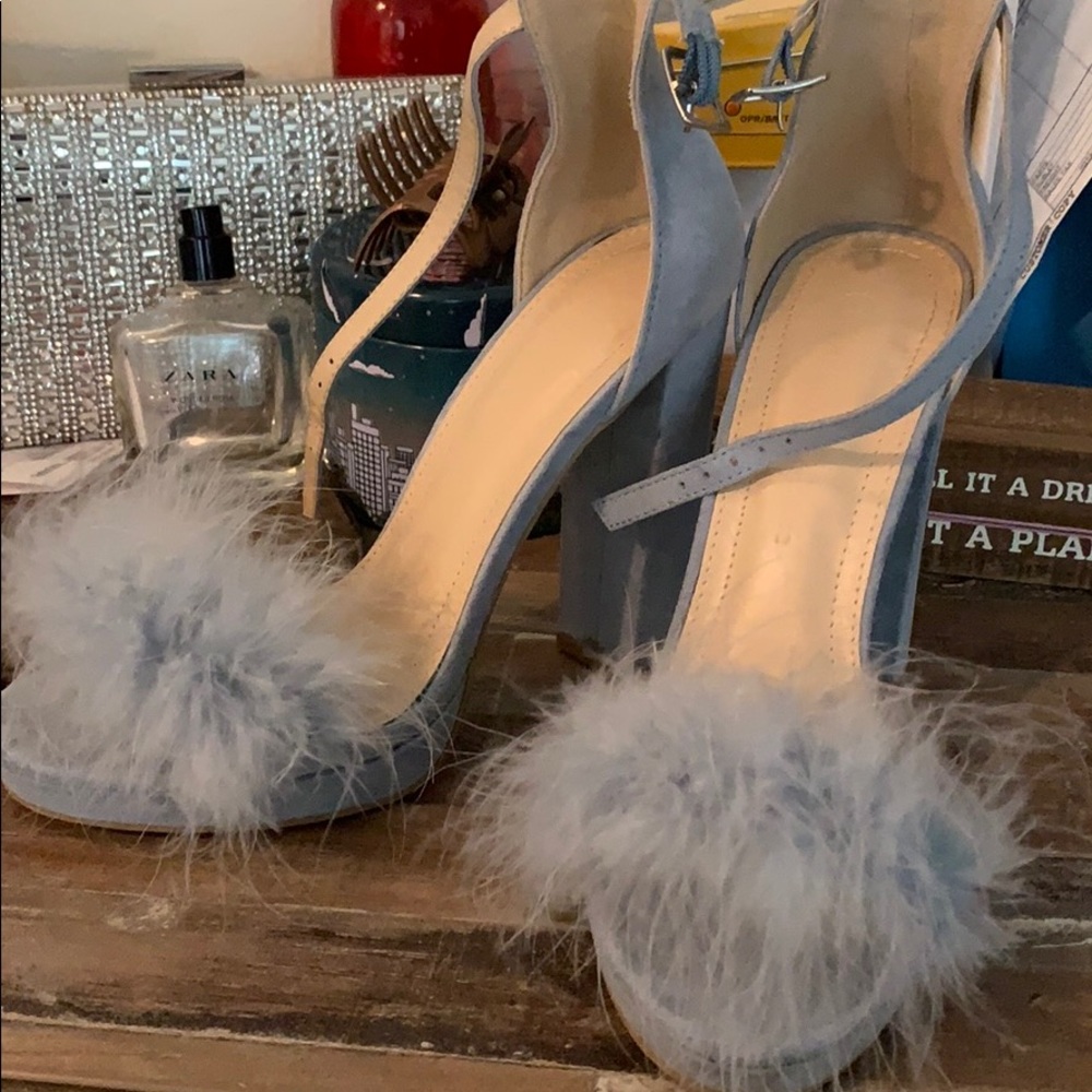 Baby blue suede heels